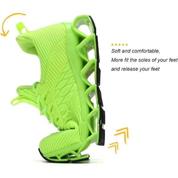 Women Fluorescent Green Walking Running Shoes Blade Sneaker Non-Slip Comfort - Picture 6 of 9